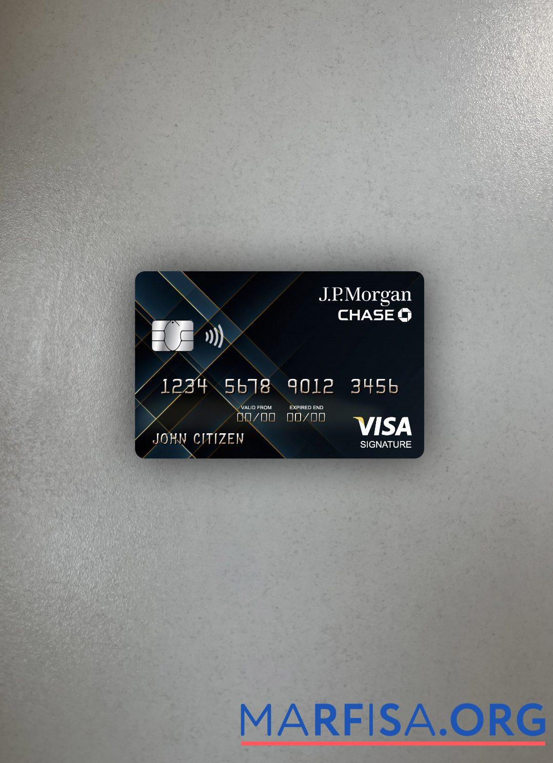 Blank USA JP Morgan Chase bank visa signature card photolook front download for verification